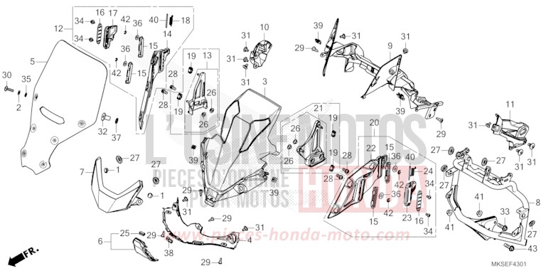 GAINE DE PROTECTION AVANT (CRF1100A2/A4/AL2/D2/D4/DL2/DL4) de Africa Twin DCT DARKNESS BLACK METALLIC (NH463) 2021